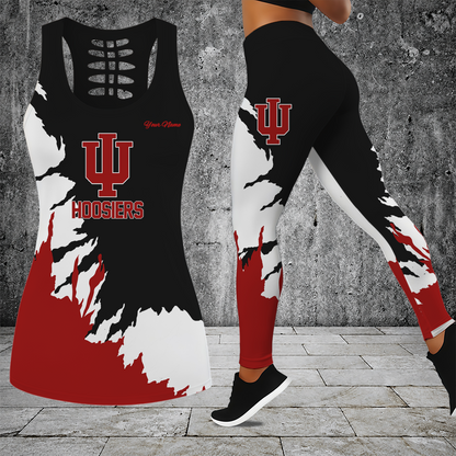 [FAN FAVORITE] NEW CUSTOMIZED NCAA MAM03 IDH INDIANA HOOSIERS STRAPPY HOLLOW TANK TOP & LEGGINGS SET