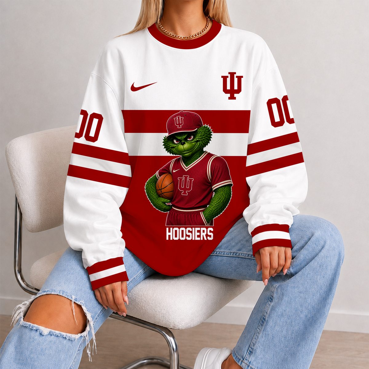 [FAN FAVORITE] NEW CUSTOMIZED NCAA MAM03 IDH INDIANA HOOSIERS STRAPPY UNISEX SWEATSHIRT