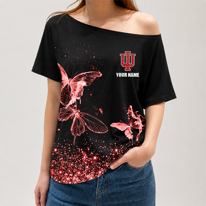 [FAN FAVORITE] NEW CUSTOMIZED NCAA MAM03 IDH INDIANA HOOSIERS STRAPPY OFF-SHOULDER SHIRT