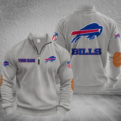[SPECIAL OFFER] NEW CUSTOMIZED NFL03 BFB BUFFALO BILLS MULTICOLOR STRIPED QUATER ZIP SWEATSHIRT