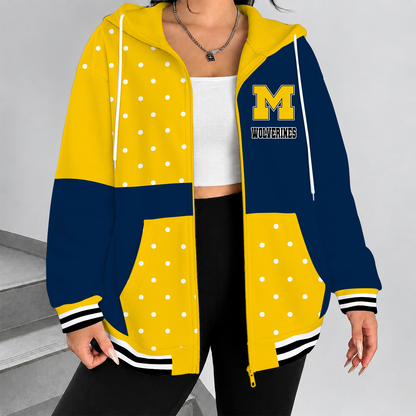 [FAN FAVORITE] NEW CUSTOMIZED NCAA FBS03 MIW MICHIGAN WOLVERINES ZIP HOODIE