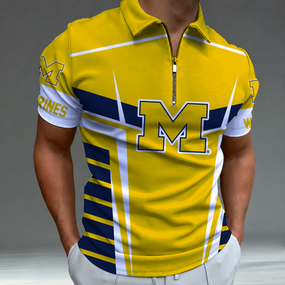 [FAN FAVORITE] NEW CUSTOMIZED NCAA FBS03 MIW MICHIGAN WOLVERINES POLO SHIRT