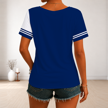 [SUPER SALE] NEW CUSTOMIZED NHL03 EMO EDMONTON OILERS V-NECK FEMALE SHIRT