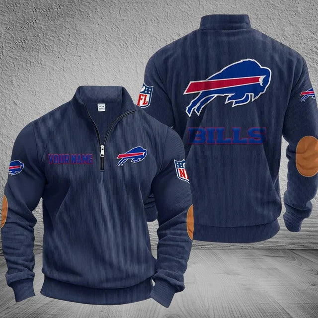 [SPECIAL OFFER] NEW CUSTOMIZED NFL03 BFB BUFFALO BILLS MULTICOLOR STRIPED QUATER ZIP SWEATSHIRT