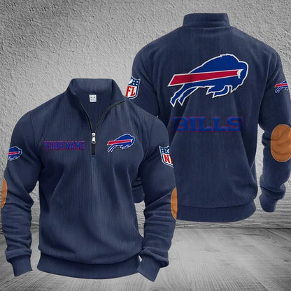 [SPECIAL OFFER] NEW CUSTOMIZED NFL03 BFB BUFFALO BILLS MULTICOLOR STRIPED QUATER ZIP SWEATSHIRT
