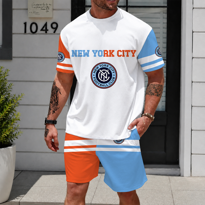 [FAN EXCLUSIVE] NEW CUSTOMIZED MLS03 NYC NEW YORK CITY FC UNISEX T-SHIRT & SHORTS SET