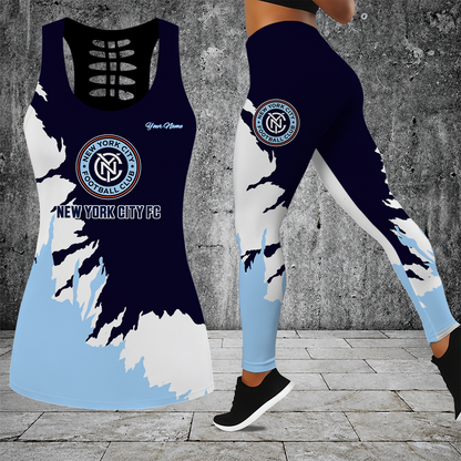 [FAN EXCLUSIVE] NEW CUSTOMIZED MLS03 NYC NEW YORK CITY FC HOLLOW TANK TOP & LEGGINGS SET
