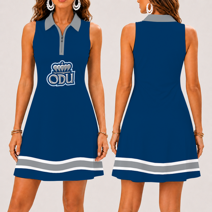 [FAN FAVORITE] NEW CUSTOMIZED NCAA CFH03 ODM OLD DOMINION MONARCHS WOMEN'S ZIP SLEEVELESS POLO DRESS