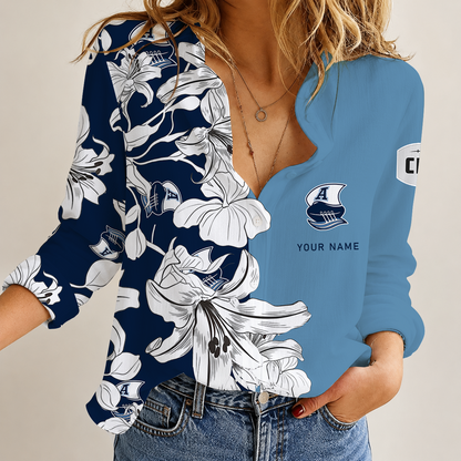 [FAN EXCLUSIVE] NEW CUSTOMIZED CFL03 TOR TORONTO ARGONAUTS STRAPPY WOMEN CASUAL SHIRT