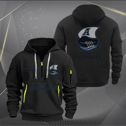 [FAN EXCLUSIVE] NEW CUSTOMIZED CFL03 TOR TORONTO ARGONAUTS MUTICOLOR QUARTER ZIP HOODIE
