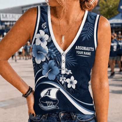 [FAN EXCLUSIVE] NEW CUSTOMIZED CFL03 TOR TORONTO ARGONAUTS WOMEN'S V-NECK TANK TOP