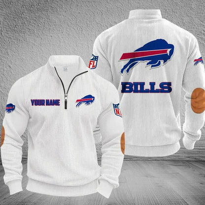 [SPECIAL OFFER] NEW CUSTOMIZED NFL03 BFB BUFFALO BILLS MULTICOLOR STRIPED QUATER ZIP SWEATSHIRT