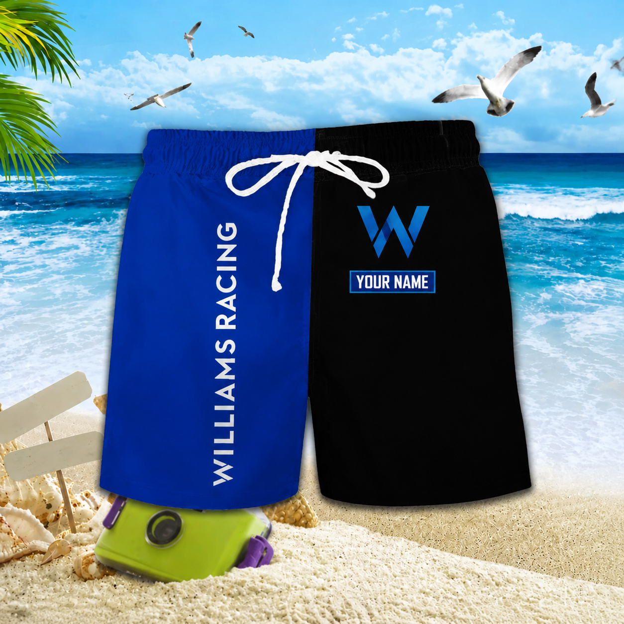 [FAN MUST-HAVE] NEW CUSTOMIZED F103 WIL WILLIAMS RACING UNISEX HAWAIIAN SHIRT & SHORTS SET