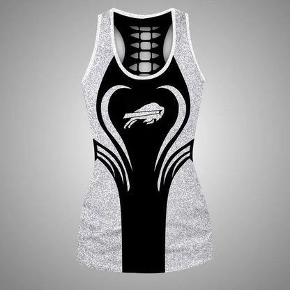 [SPECIAL OFFER] NEW CUSTOMIZED NFL03 BFB BUFFALO BILLS HOLLOW TANK TOP & LEGGINGS SET