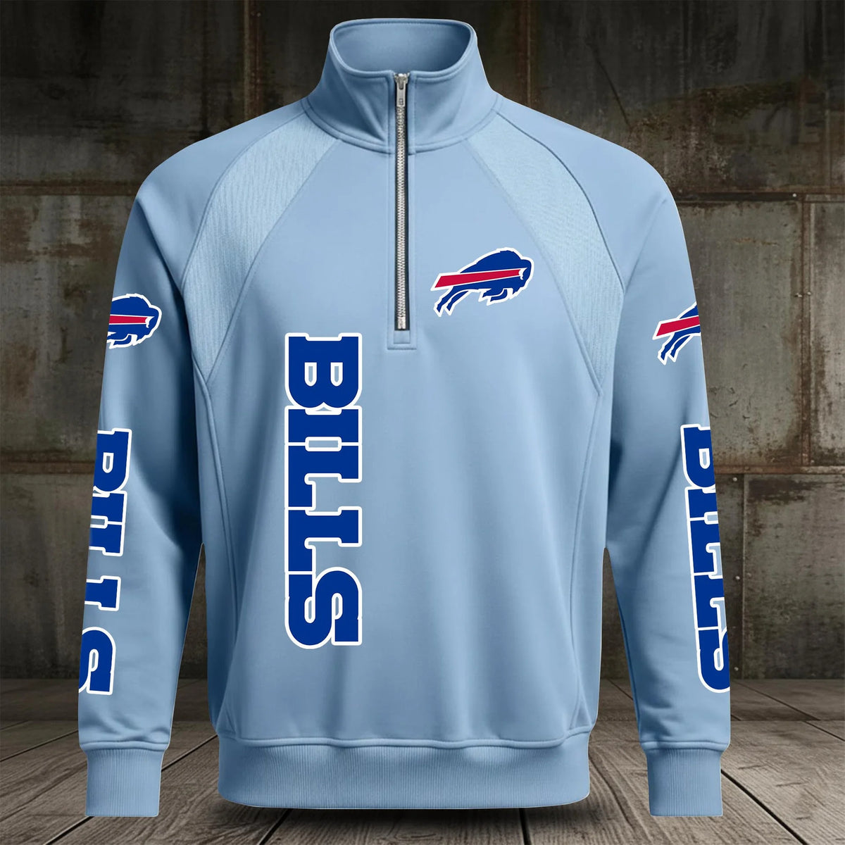 [SPECIAL OFFER] NEW CUSTOMIZED NFL03 BFB BUFFALO BILLS MEN'S MULTICOLOR QUARTER-ZIP PULLOVER