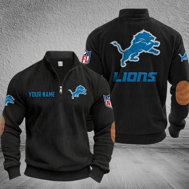 [SPECIAL OFFER] NEW CUSTOMIZED NFL04 DTL DETROIT LIONS MULTICOLOR STRIPED QUATER ZIP SWEATSHIRT