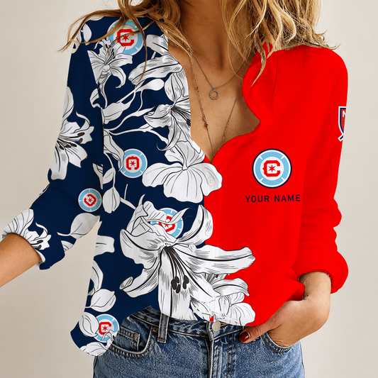 [FAN EXCLUSIVE] NEW CUSTOMIZED MLS04 CCF CHICAGO FIRE FC WOMEN CASUAL SHIRT