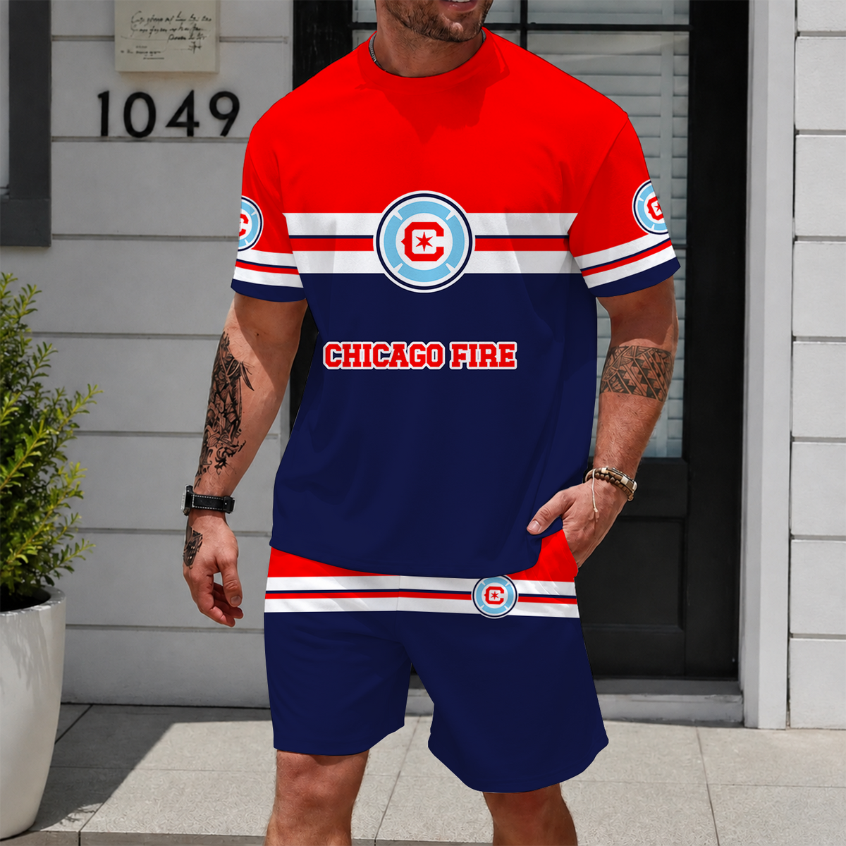 [FAN EXCLUSIVE] NEW CUSTOMIZED MLS04 CCF CHICAGO FIRE FC UNISEX T-SHIRT & SHORTS SET
