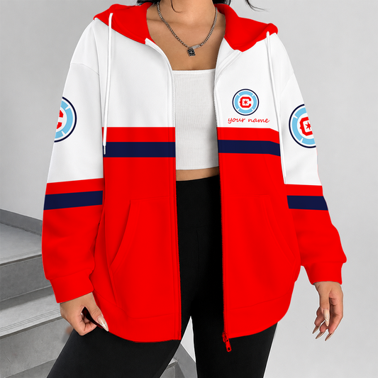[FAN EXCLUSIVE] NEW CUSTOMIZED MLS04 CCF CHICAGO FIRE FC ZIP HOODIE