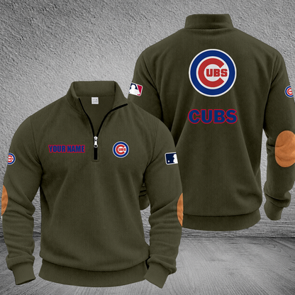 [FLASH SALE] NEW CUSTOMIZED MLB04 CCS CHICAGO CUBS MULTICOLOR STRIPED QUATER ZIP SWEATSHIRT