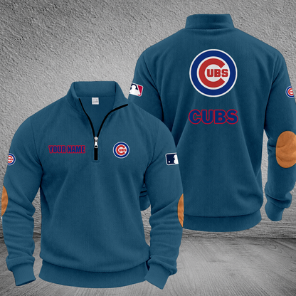 [FLASH SALE] NEW CUSTOMIZED MLB04 CCS CHICAGO CUBS MULTICOLOR STRIPED QUATER ZIP SWEATSHIRT