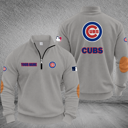 [FLASH SALE] NEW CUSTOMIZED MLB04 CCS CHICAGO CUBS MULTICOLOR STRIPED QUATER ZIP SWEATSHIRT