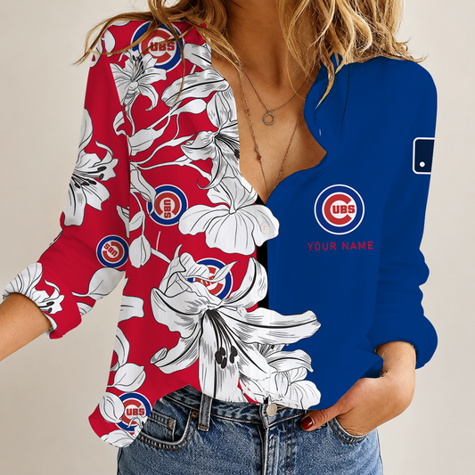 [FLASH SALE] NEW CUSTOMIZED MLB04 CCS CHICAGO CUBS WOMEN CASUAL SHIRT