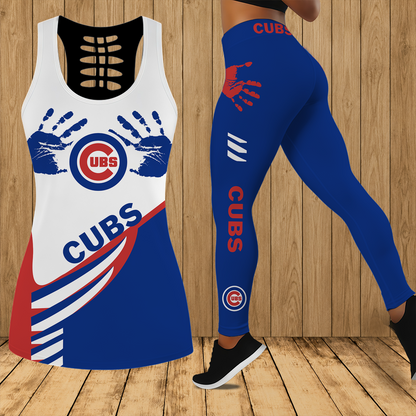 [FLASH SALE] NEW CUSTOMIZED MLB04 CCS CHICAGO CUBS HOLLOW TANK TOP & LEGGINGS SET