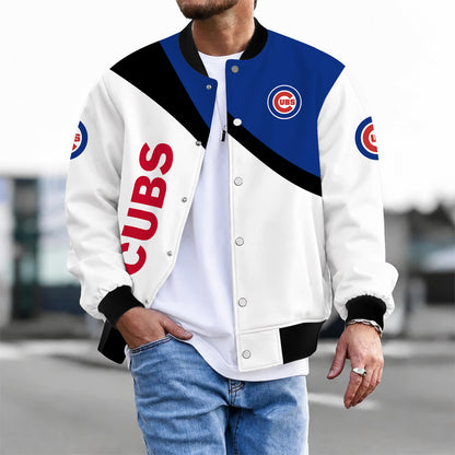 [FLASH SALE] NEW CUSTOMIZED MLB04 CCS CHICAGO CUBS SATIN VARSITY & BASEBALL JACKET