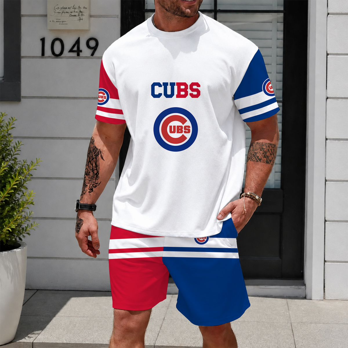 [FLASH SALE] NEW CUSTOMIZED MLB04 CCS CHICAGO CUBS UNISEX T-SHIRT & SHORTS SET