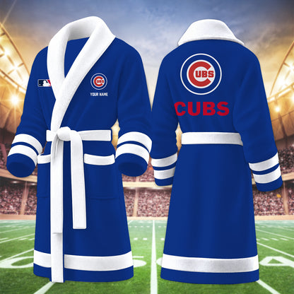 [FLASH SALE] NEW CUSTOMIZED MLB04 CCS CHICAGO CUBS MULTICOLOR FLEECE BATHROBE