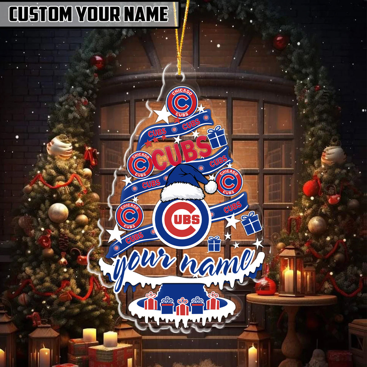 [FLASH SALE] NEW CUSTOMIZED MLB04 CCS CHICAGO CUBS CHRISTMAS ACRYLIC ORNAMENT