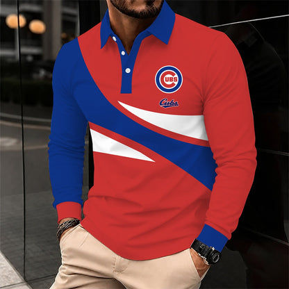 [FLASH SALE] NEW CUSTOMIZED MLB04 CCS CHICAGO CUBS MEN'S LONG SLEEVE POLO