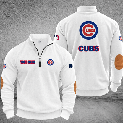 [FLASH SALE] NEW CUSTOMIZED MLB04 CCS CHICAGO CUBS MULTICOLOR STRIPED QUATER ZIP SWEATSHIRT