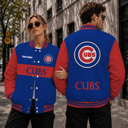 [FLASH SALE] NEW CUSTOMIZED MLB04 CCS CHICAGO CUBS SATIN VARSITY & BASEBALL JACKET