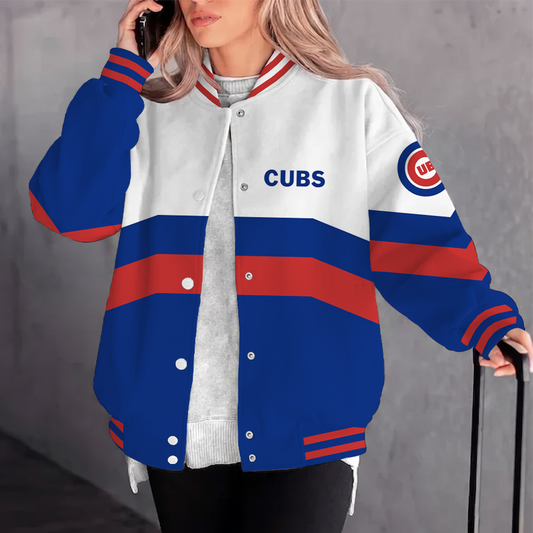 [FLASH SALE] NEW CUSTOMIZED MLB04 CCS CHICAGO CUBS SATIN VARSITY & BASEBALL JACKET