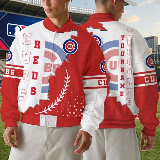 [FLASH SALE] NEW CUSTOMIZED MLB04 CCS CHICAGO CUBS SATIN VARSITY & BASEBALL JACKET