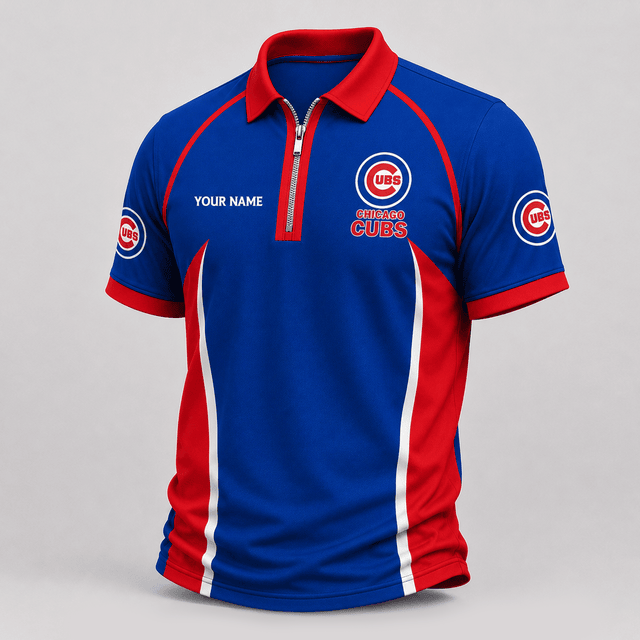 [FLASH SALE] NEW CUSTOMIZED MLB04 CCS CHICAGO CUBS ZIP POLO SHIRT