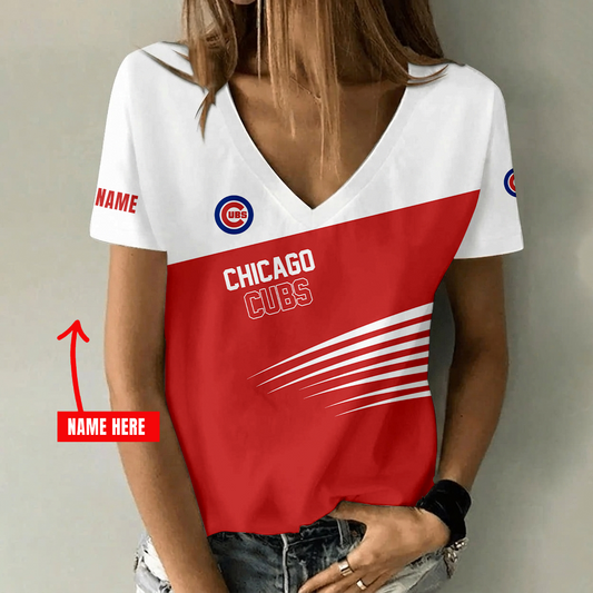[FLASH SALE] NEW CUSTOMIZED MLB04 CCS CHICAGO CUBS V-NECK FEMALE SHIRT