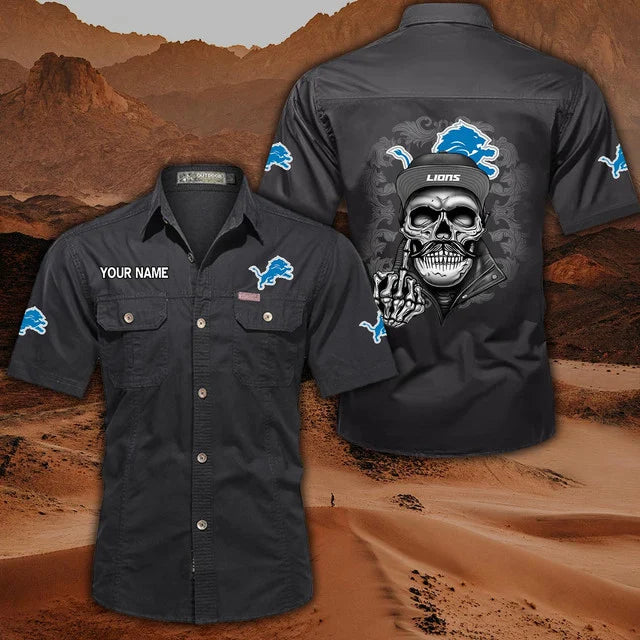 [SPECIAL OFFER] NEW CUSTOMIZED NFL04 DTL DETROIT LIONS MUTICOLOR MEN'S CARGO SHIRT