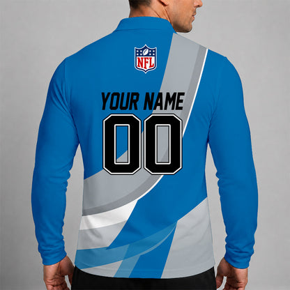 [SPECIAL OFFER] NEW CUSTOMIZED NFL04 DTL DETROIT LIONS LONG SLEEVE POLO SHIRT