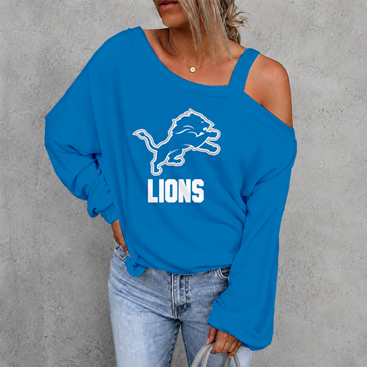 [SPECIAL OFFER] NEW CUSTOMIZED NFL04 DTL DETROIT LIONS DROP SHOULDER SWEATSHIRT