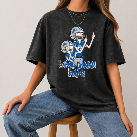 [SPECIAL OFFER] NEW CUSTOMIZED NFL04 DTL DETROIT LIONS FUNNY MULTICOLOR WASHED TEE