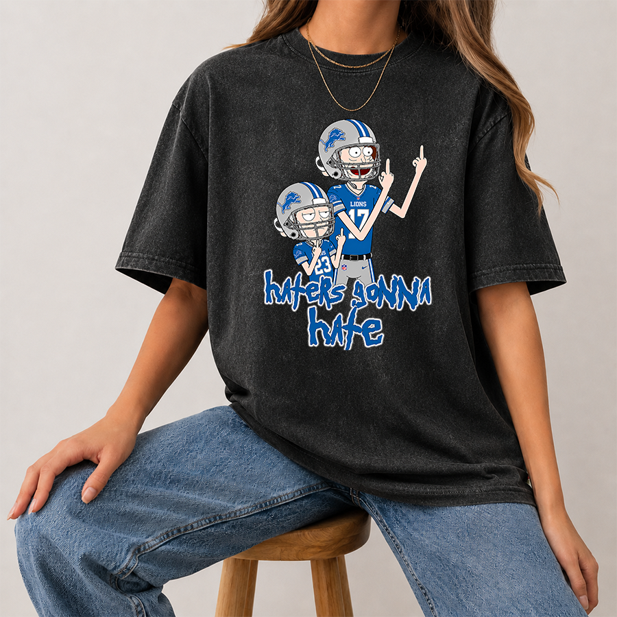 [SPECIAL OFFER] NEW CUSTOMIZED NFL04 DTL DETROIT LIONS FUNNY MULTICOLOR WASHED TEE