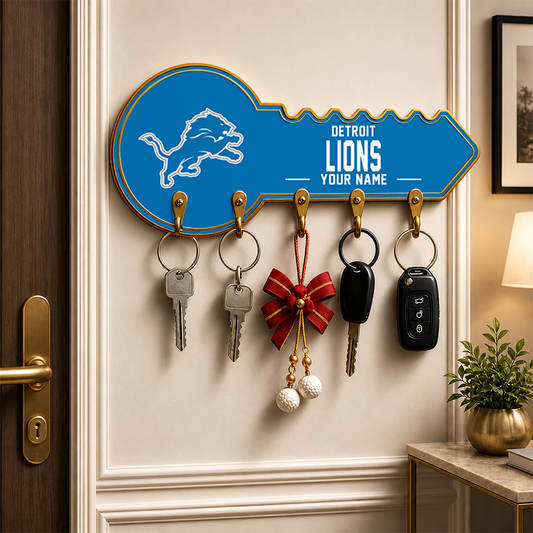 [SPECIAL OFFER] NEW CUSTOMIZED NFL04 DTL DETROIT LIONS WALL KEY HOLDER FOR HOME