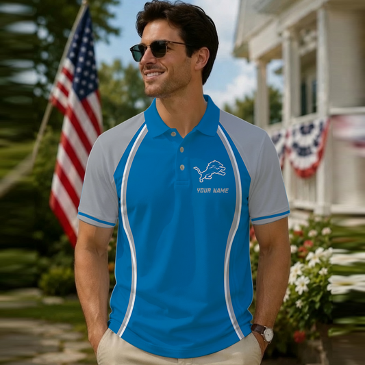 [SPECIAL OFFER] NEW CUSTOMIZED NFL04 DTL DETROIT LIONS POLO SHIRT