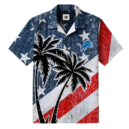 LIMITED EDITION - NEW CUSTOMIZED NFL04 DTL DETROIT LIONS PATRIOTIC 250 USA HAWAIIAN SHIRT