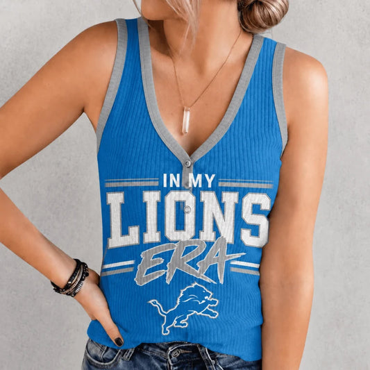 [SPECIAL OFFER] NEW CUSTOMIZED NFL04 DTL DETROIT LIONS WOMEN'S V-NECK TANK TOP