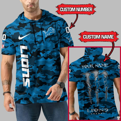 [HOT DEAL] NEW CUSTOMIZED NFL04 DTL DETROIT LIONS SHORT SLEEVE HOODIE