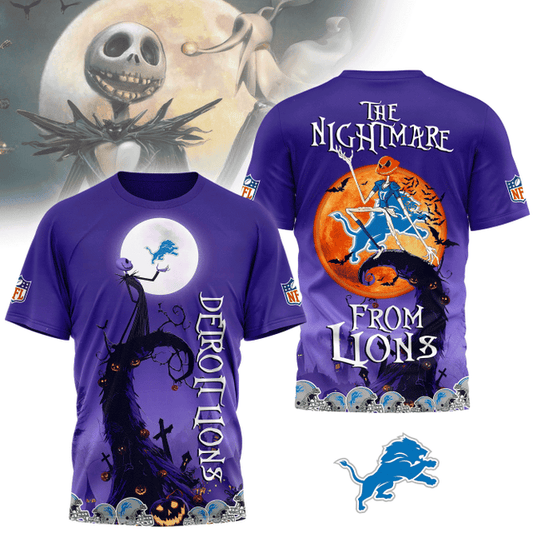 [SPECIAL OFFER] NEW CUSTOMIZED NFL04 DTL DETROIT LIONS HALLOWEEN THE NIGHTMARE APPAREL